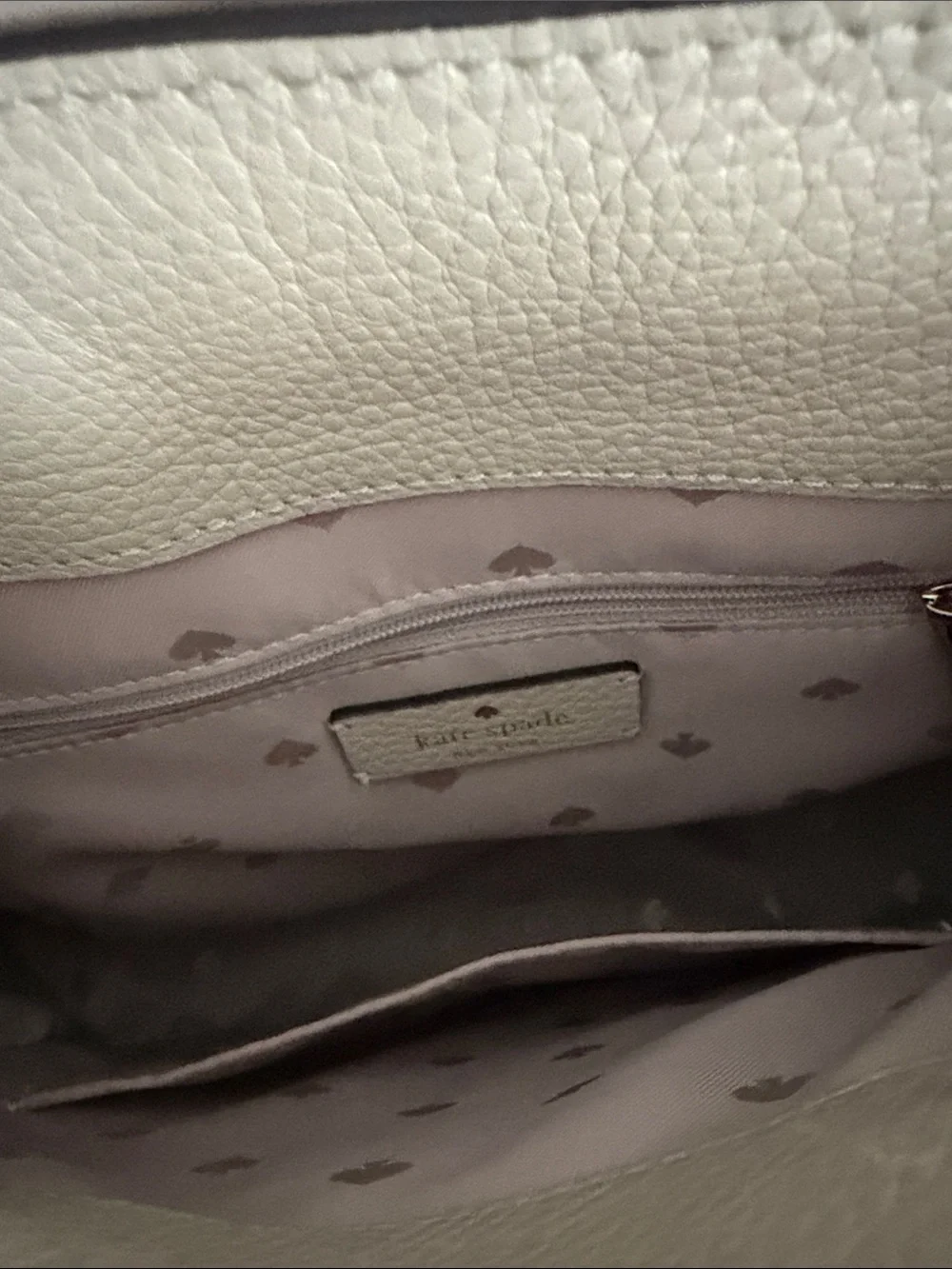 kate spade beige faux-shearling flap backpack